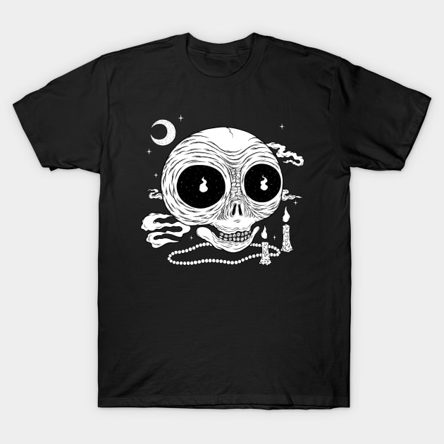 Ritual Skull b/w T-Shirt by flynnryanart